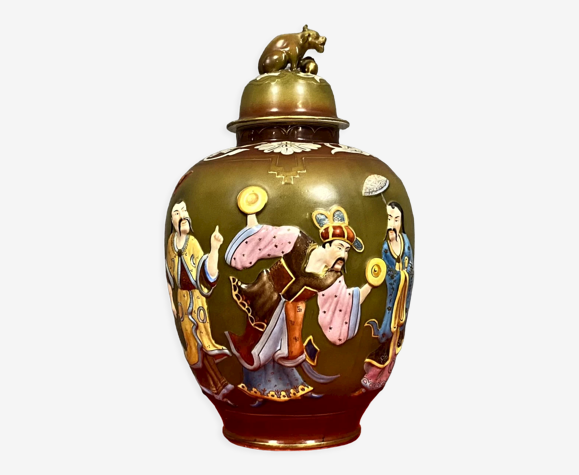 Potiche japonisante en porcelaine Royale Nimy manufacture impériale