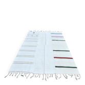Turkish Vintage Minimalit Striped Kilim Rug, Handmade Oushak Wool Carpet