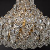 Chandelier, brass and crystal glass by Kinkeldey, Germany, 1970s.