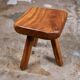 Brutalist stool in solid elm, French work from the 1960s