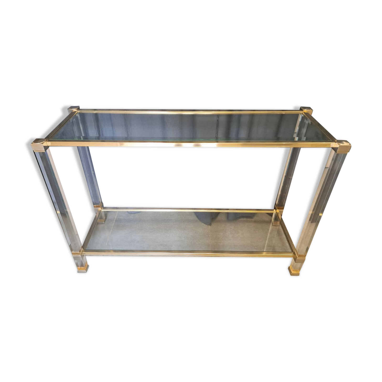 Console Pierre Vandel en lucite et alu doré