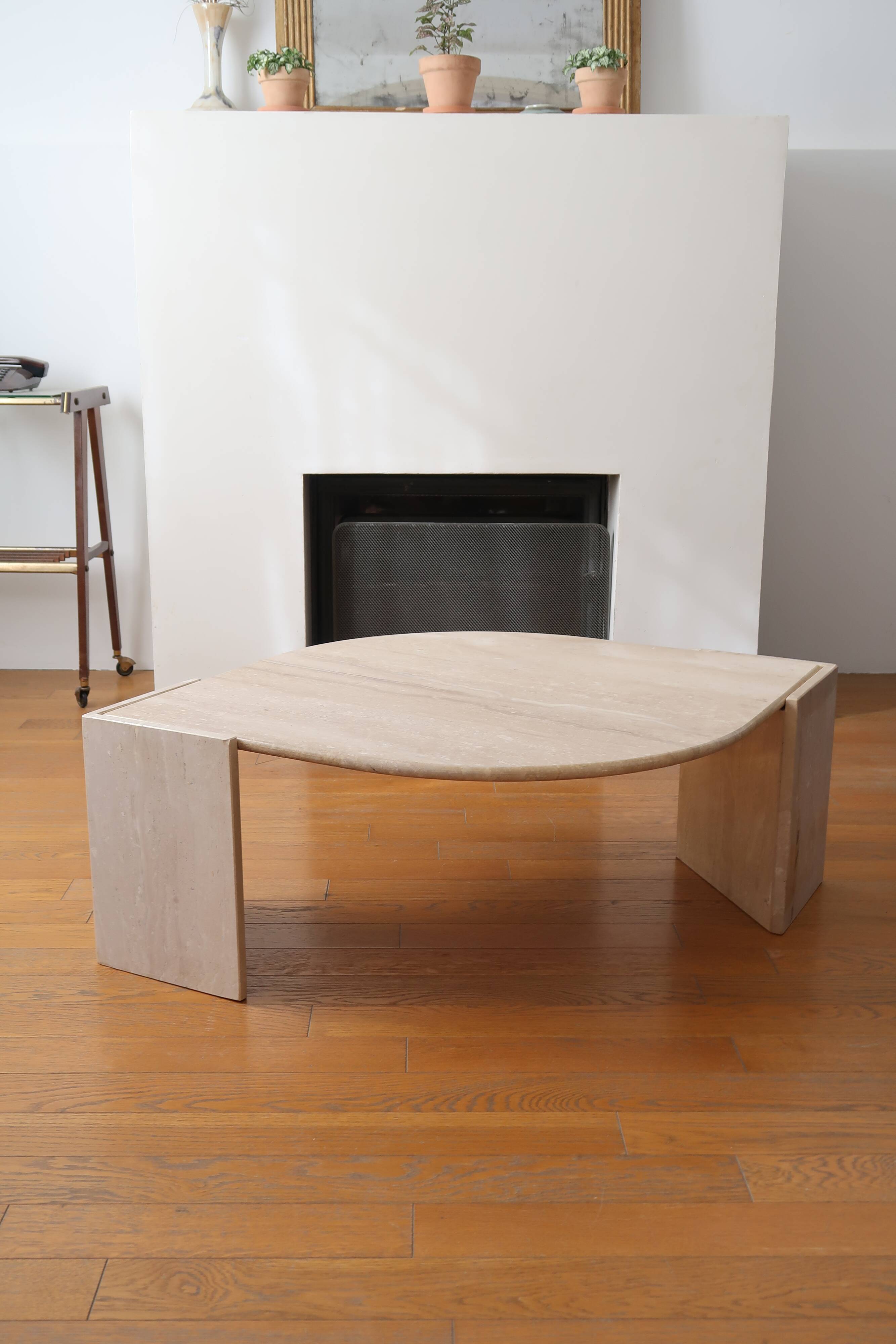 Travertine coffee table Roche Bobois