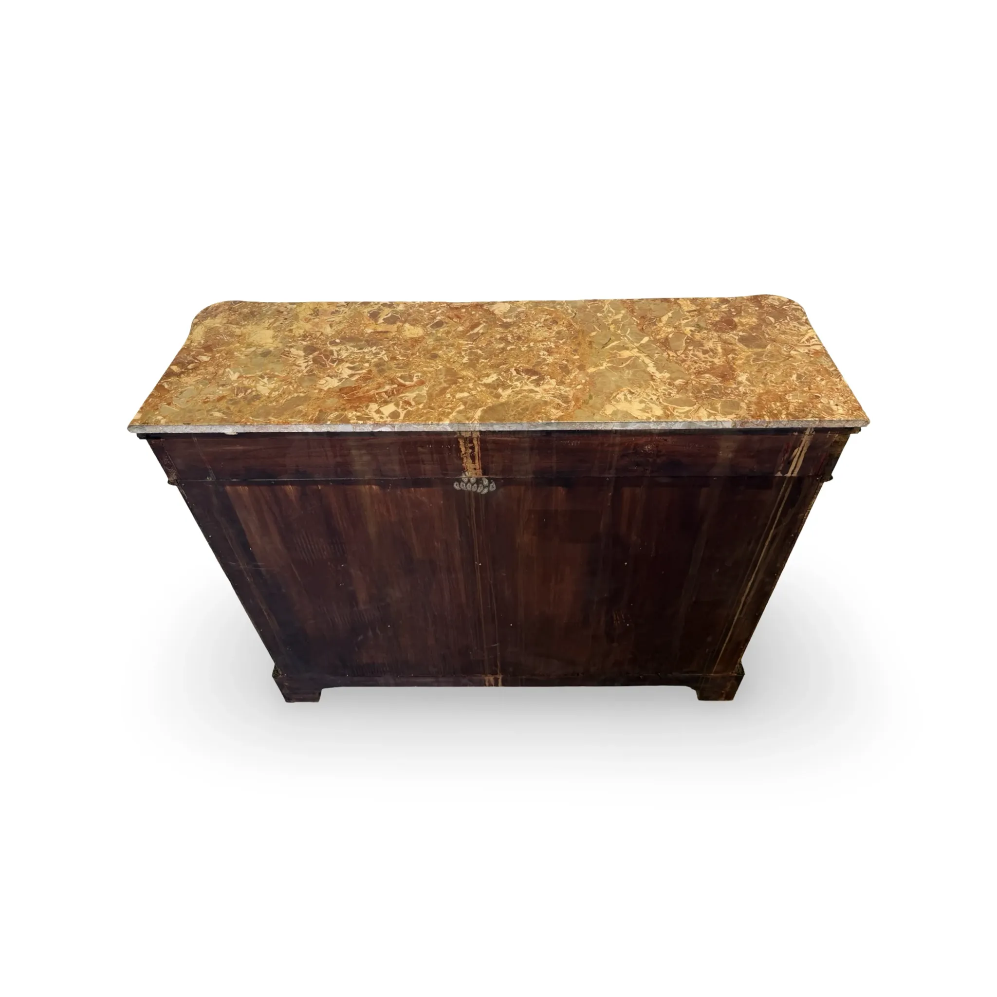 An antique French Louis XVI-style marble-top side cabinet