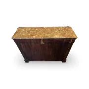An antique French Louis XVI-style marble-top side cabinet