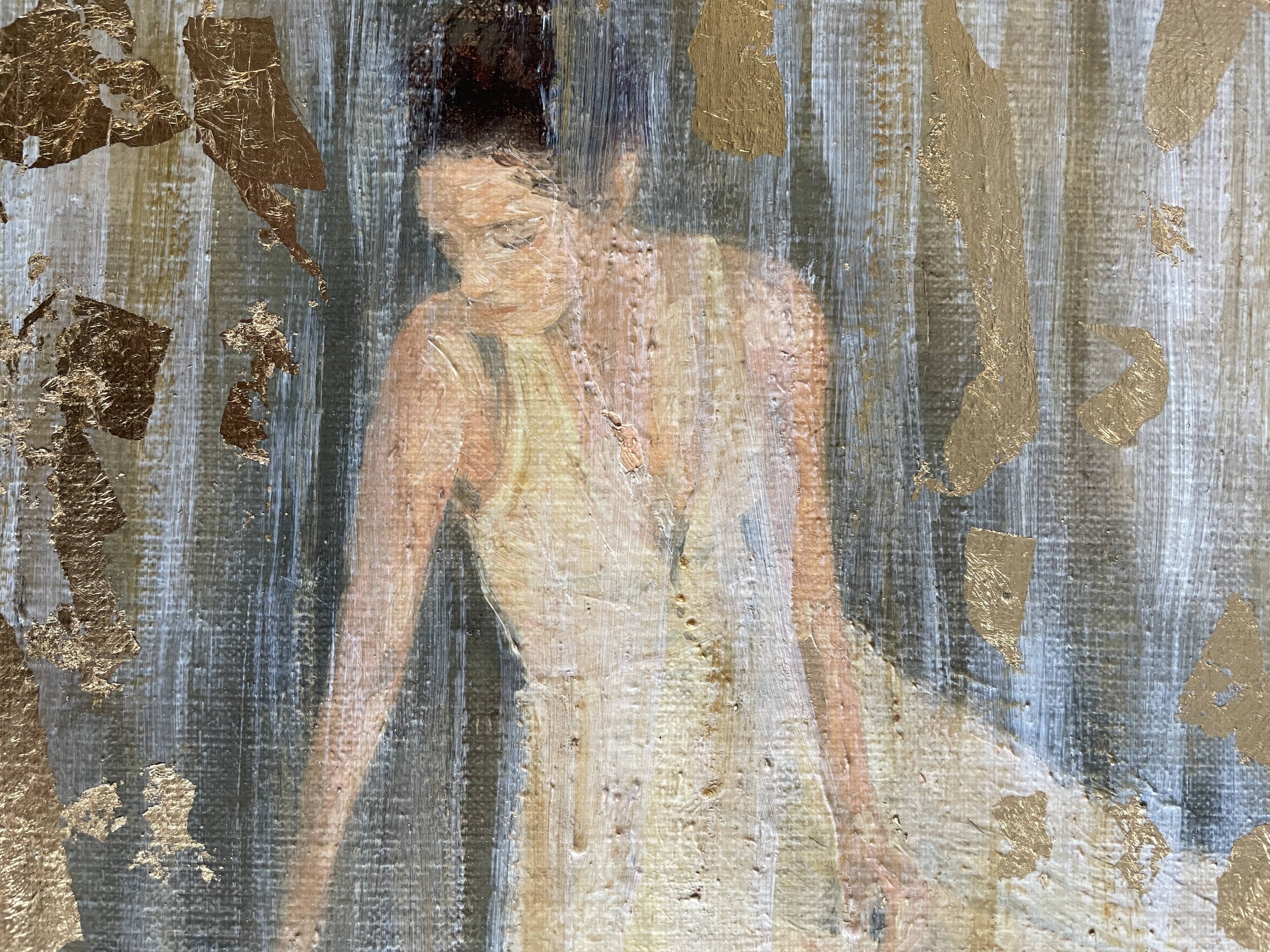 Painting signed oil on canvas with gold leaf finish “The Bride”