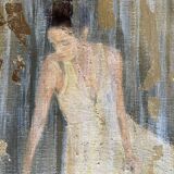 Painting signed oil on canvas with gold leaf finish “The Bride”