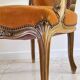 Vintage French Curry Velvet Cabriolet Armchair