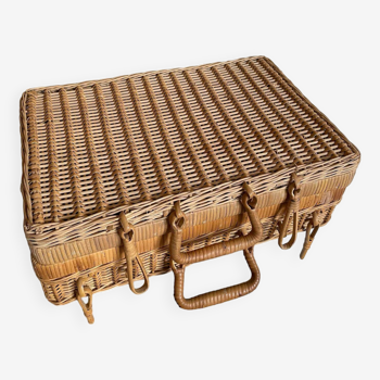 Old wicker suitcase