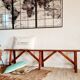 Old wooden farmhouse bench