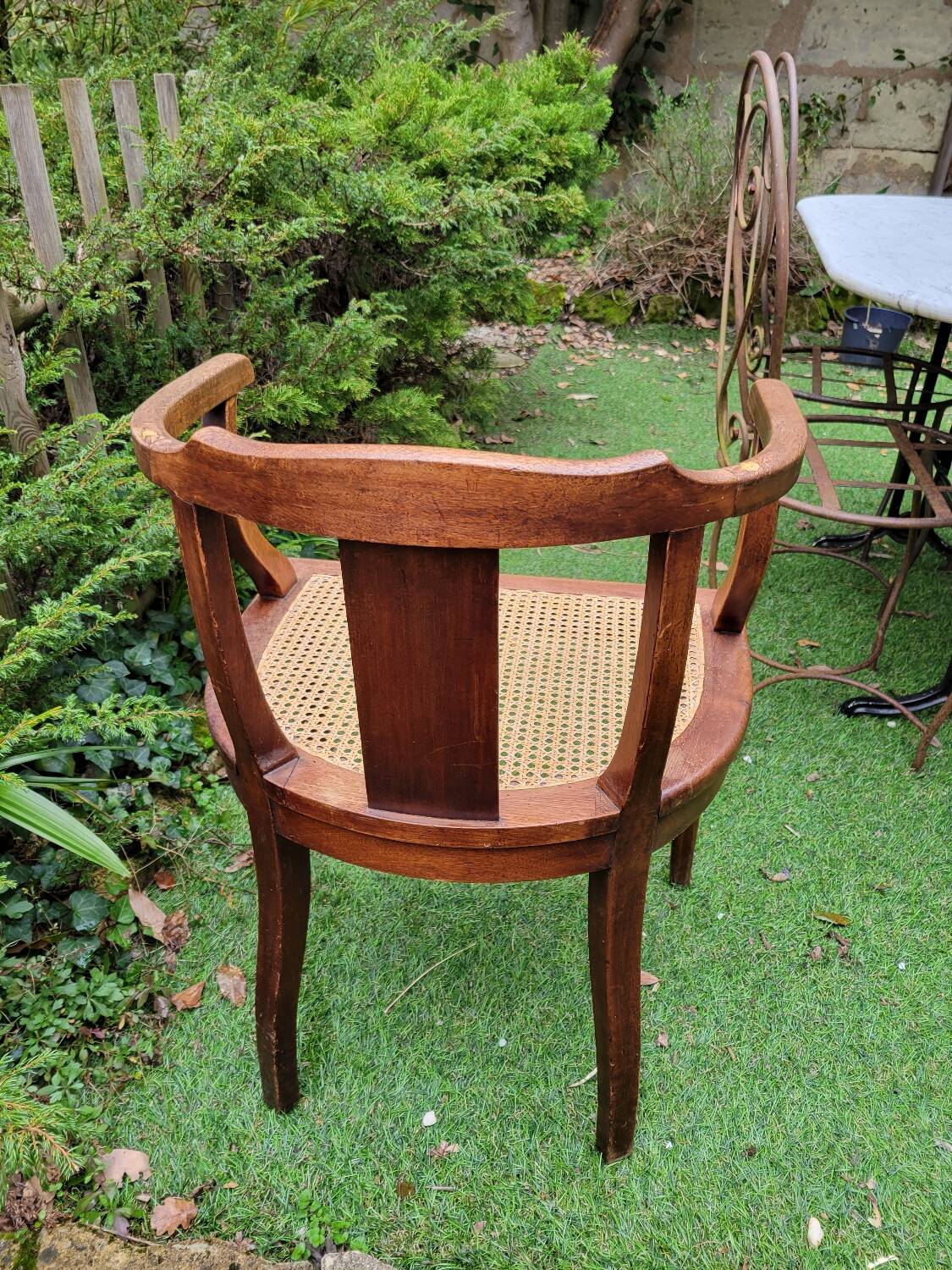 Wooden and cane office chair