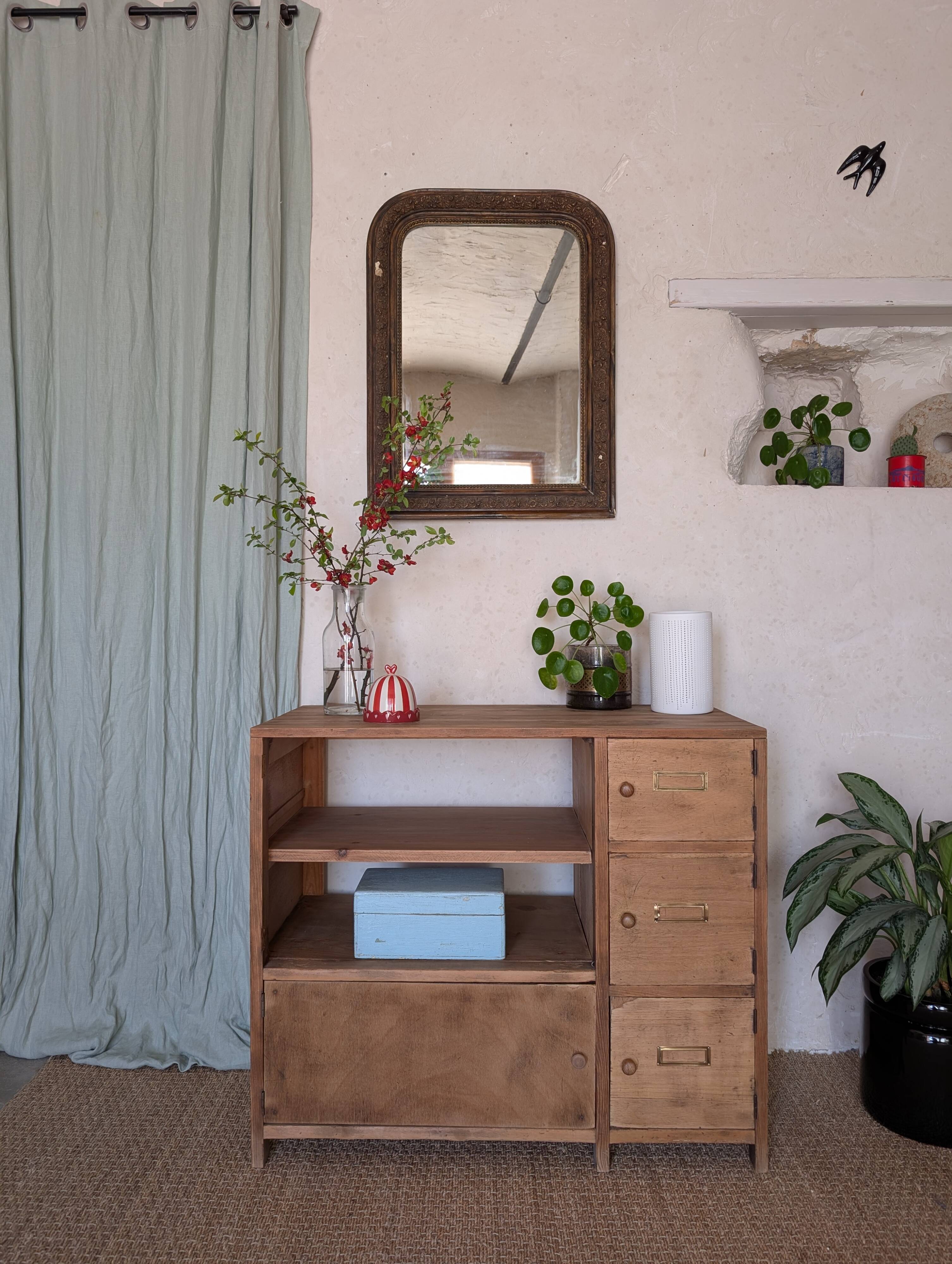 Old small workshop furniture made of wood.