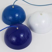 Blue enamelled suspension flowerpot by Verner Panton for Louis Poulsen, Denmark, 1969.