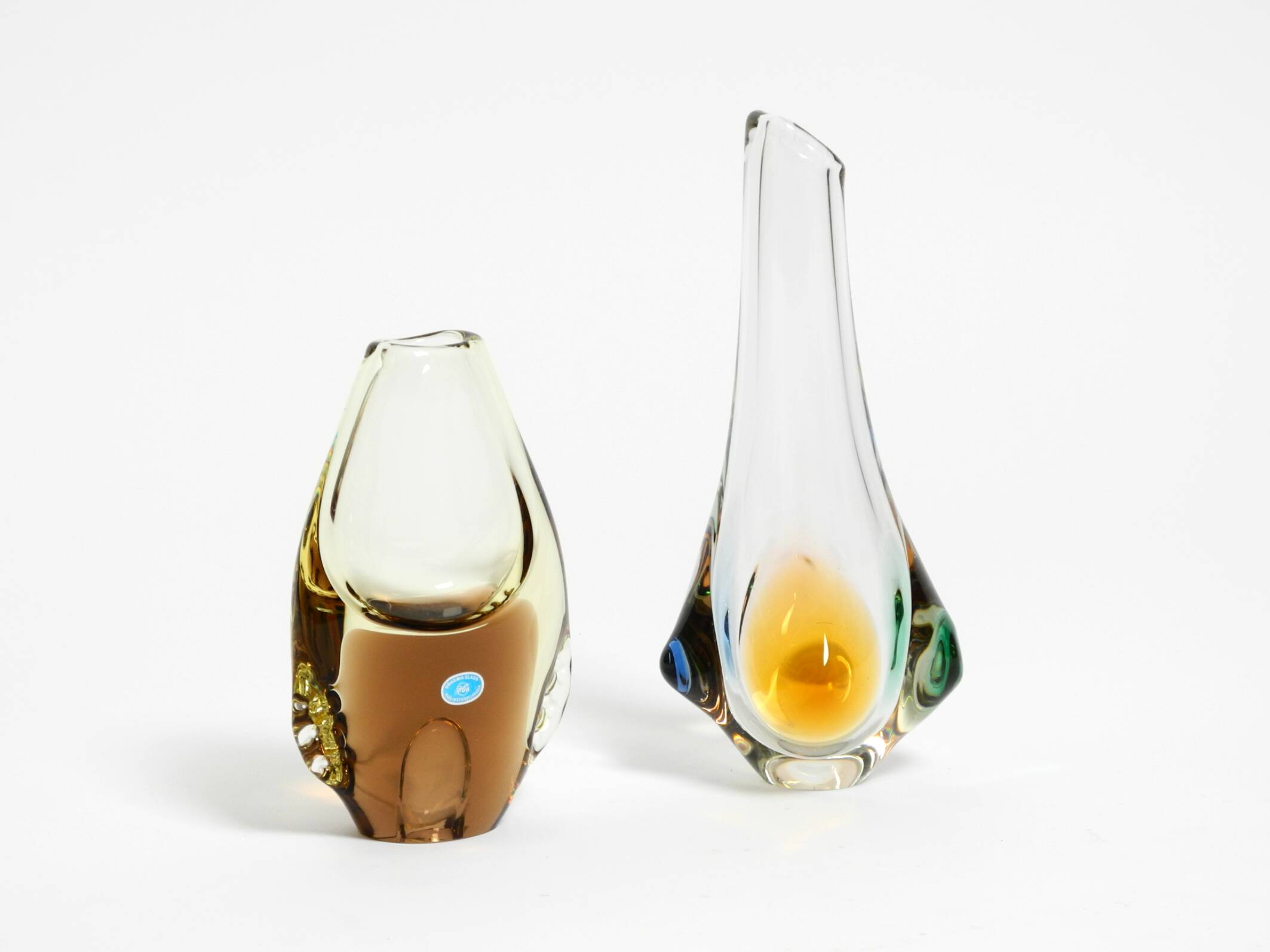 Deux vases en cristal des années 1960 par Miroslav Klinger pour Bohemia Glass.