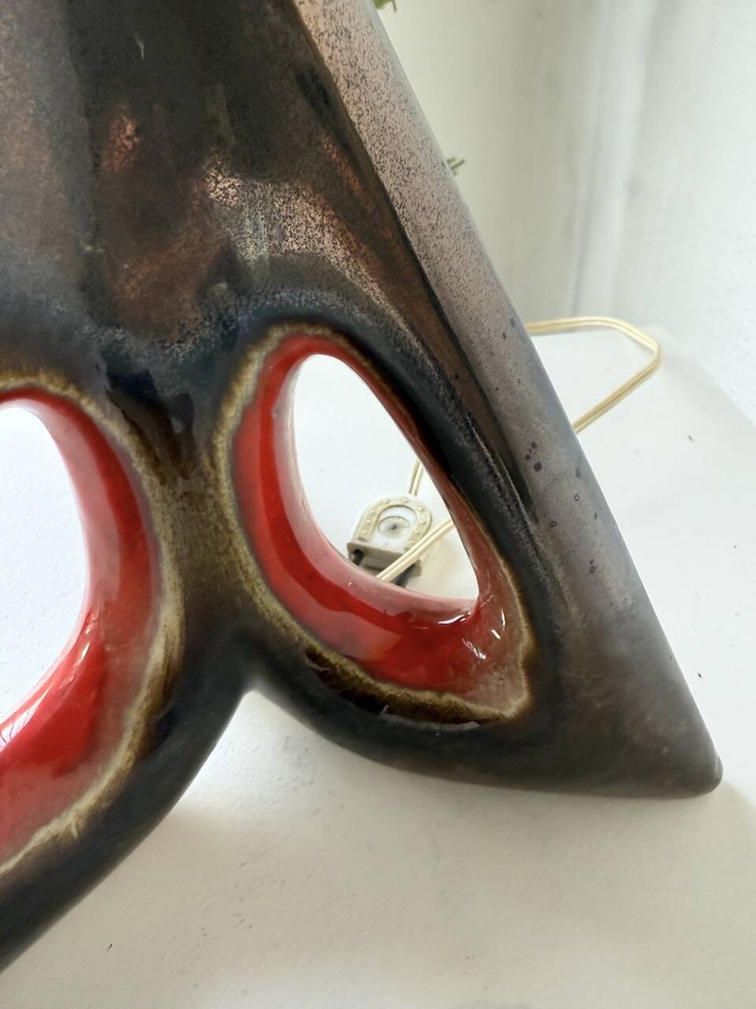 1950s ceramic table lamp, free form