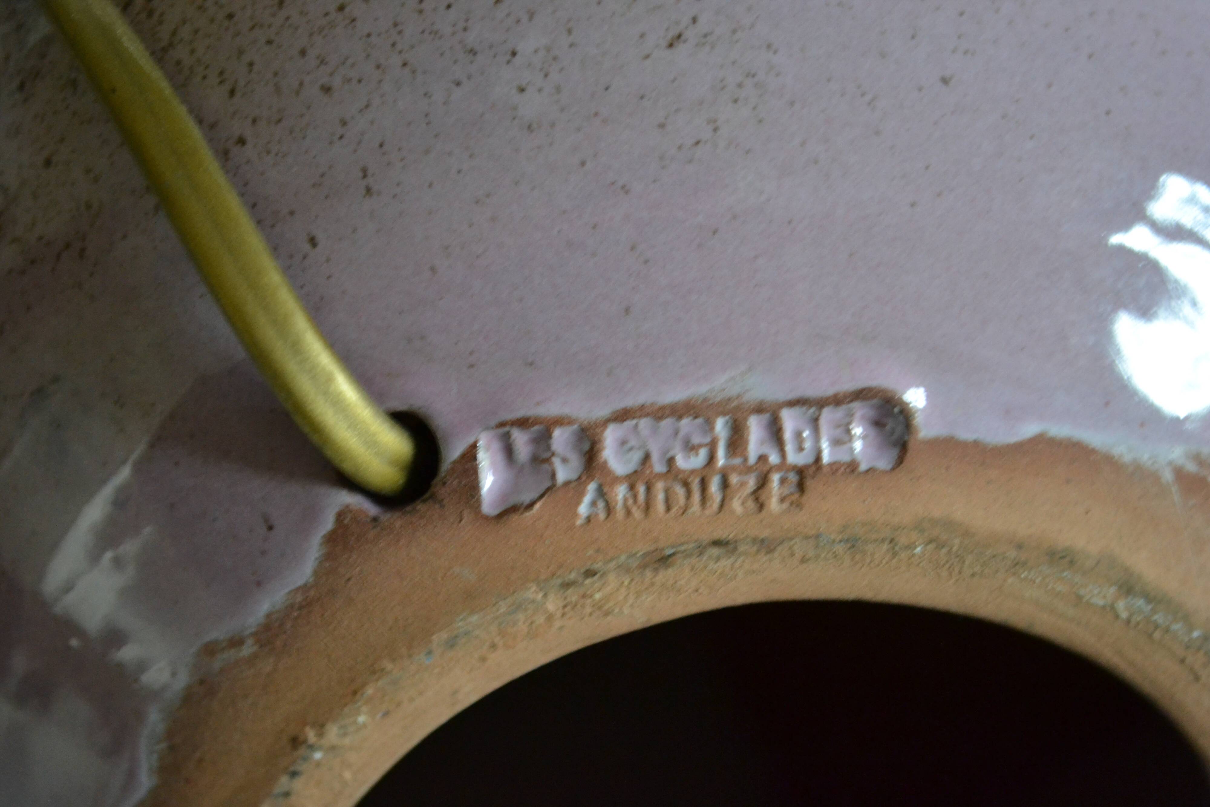 Lampe vintage céramique par Roland Zobel " Les cyclades " à Anduze