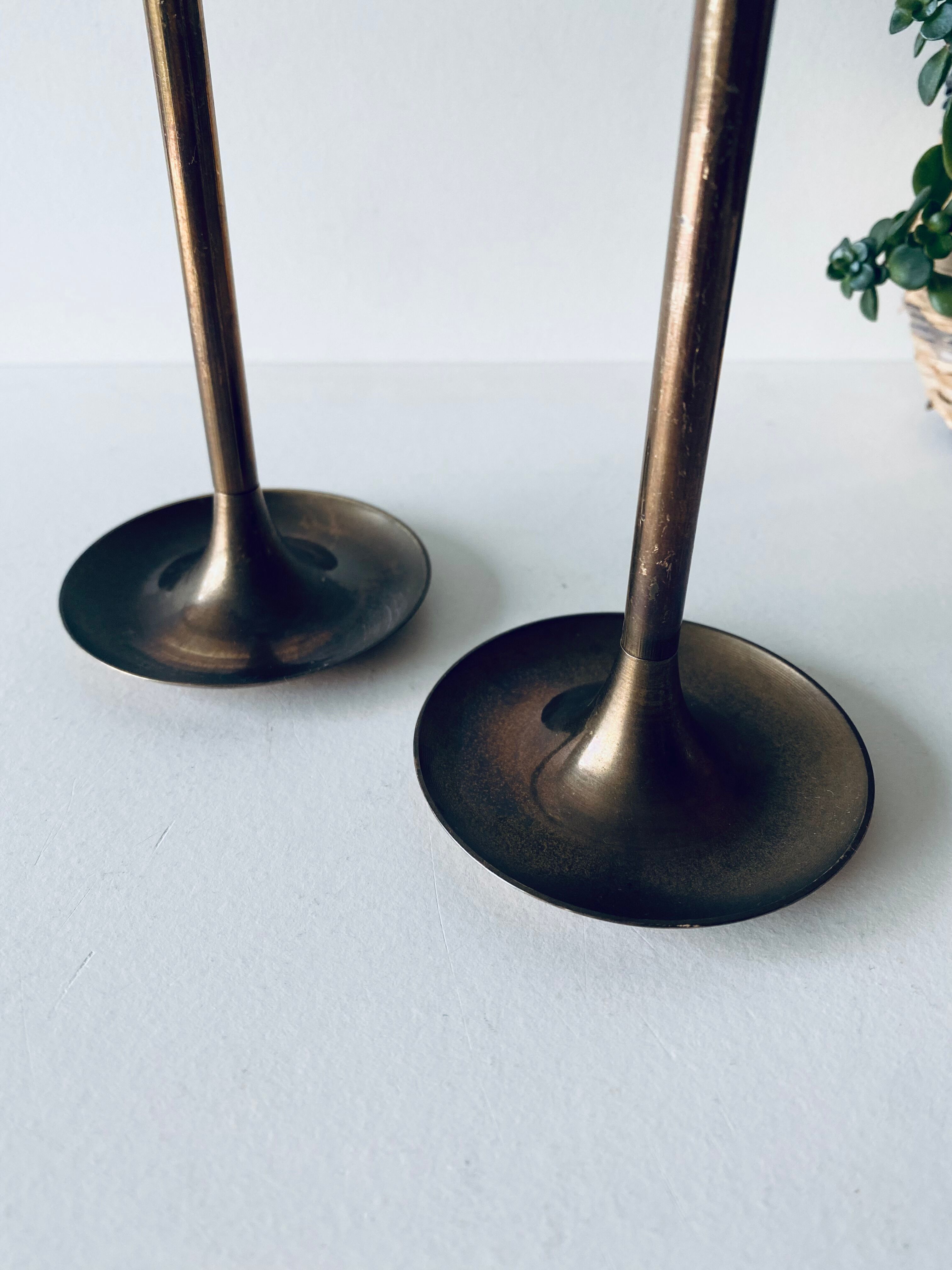 Pair of brass candle holders