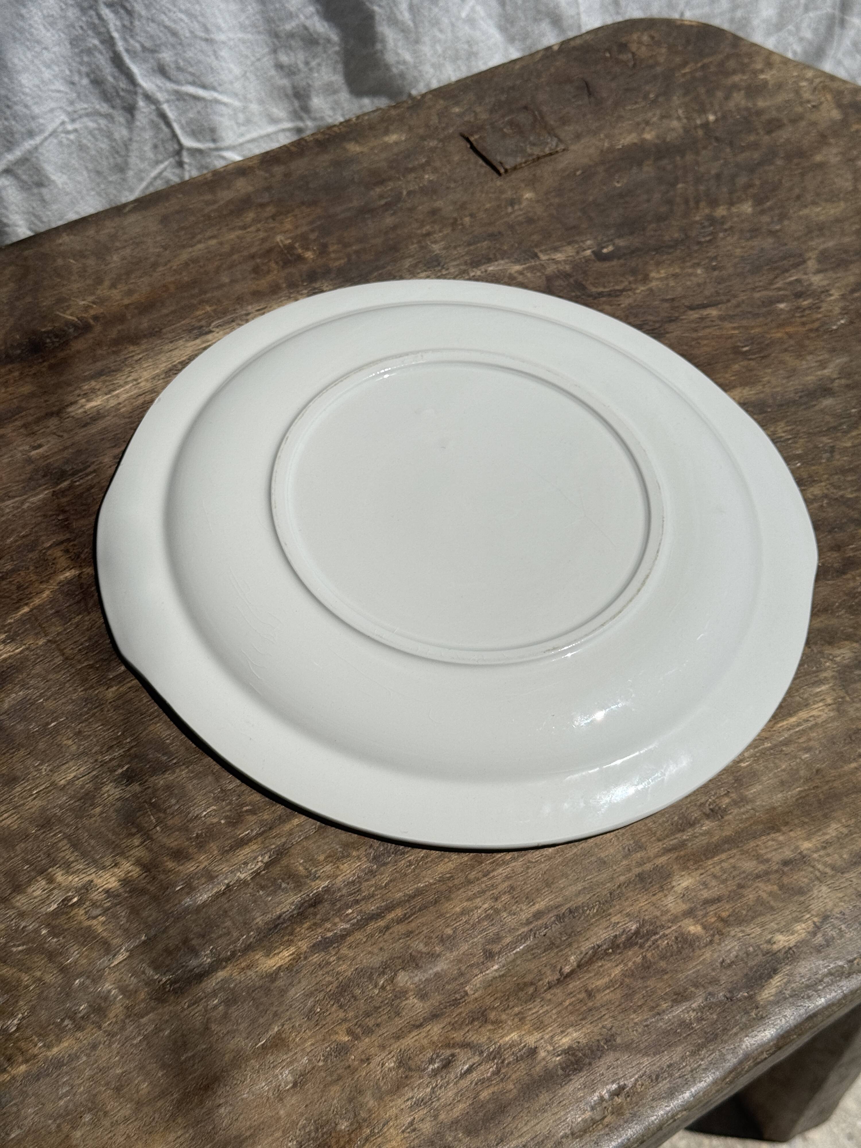 Vintage cake dish with orange and green trim D30