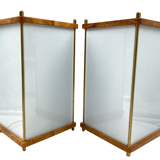 Leonardo Mosso 2 palisander and brass table lamps, Italy 1970s