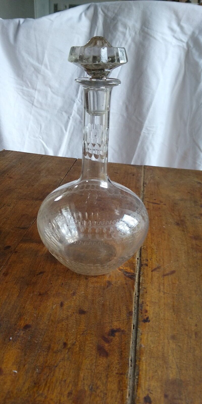 Carved glass decanter late XIX, early XX