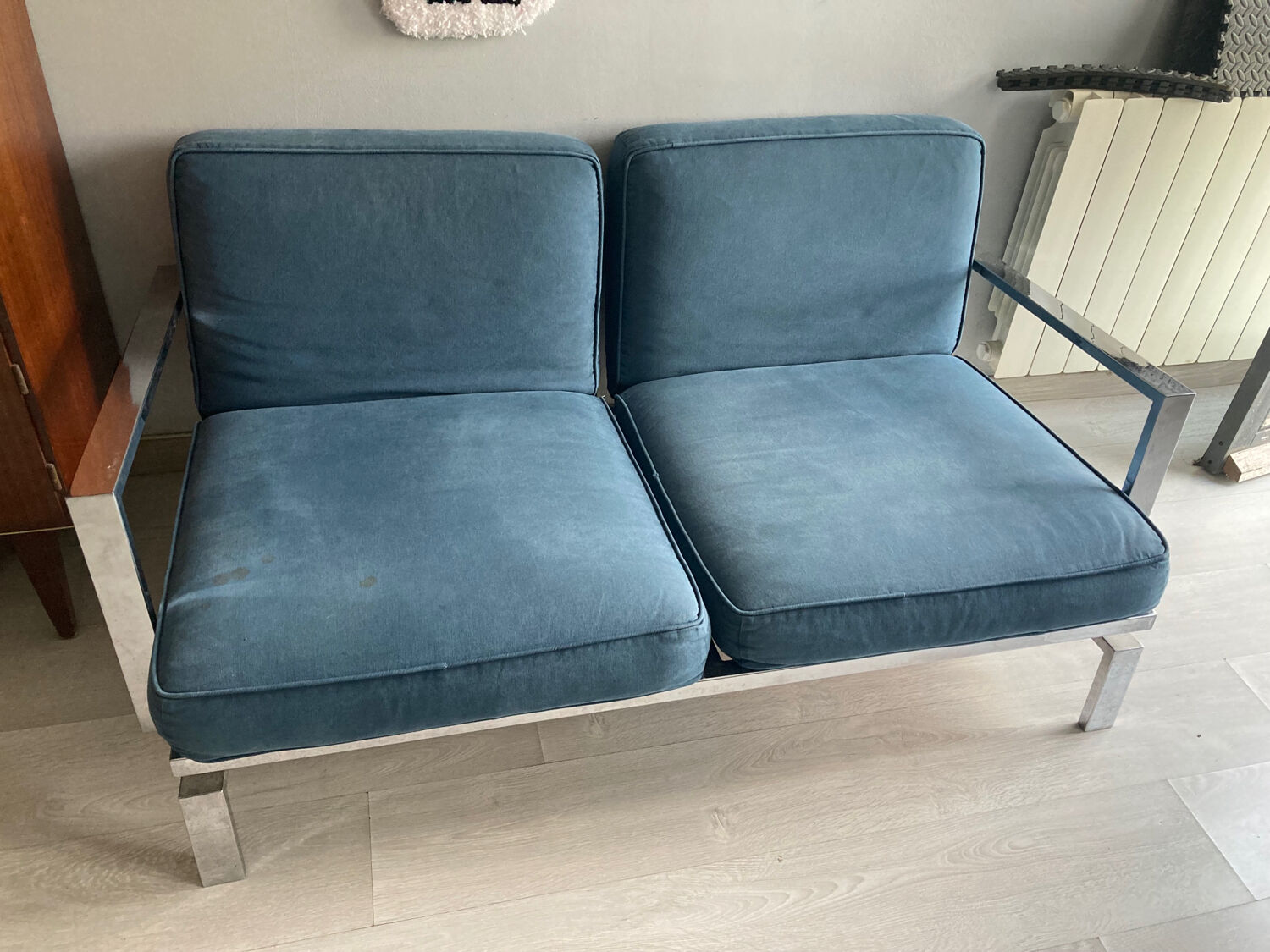 Vintage modernist sofa base chrome