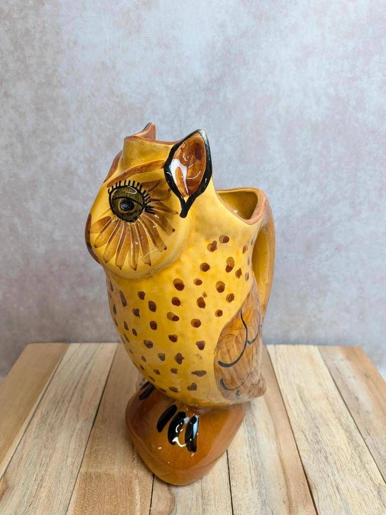 Vintage zoomorphic pitcher in glazed ceramic – Owl