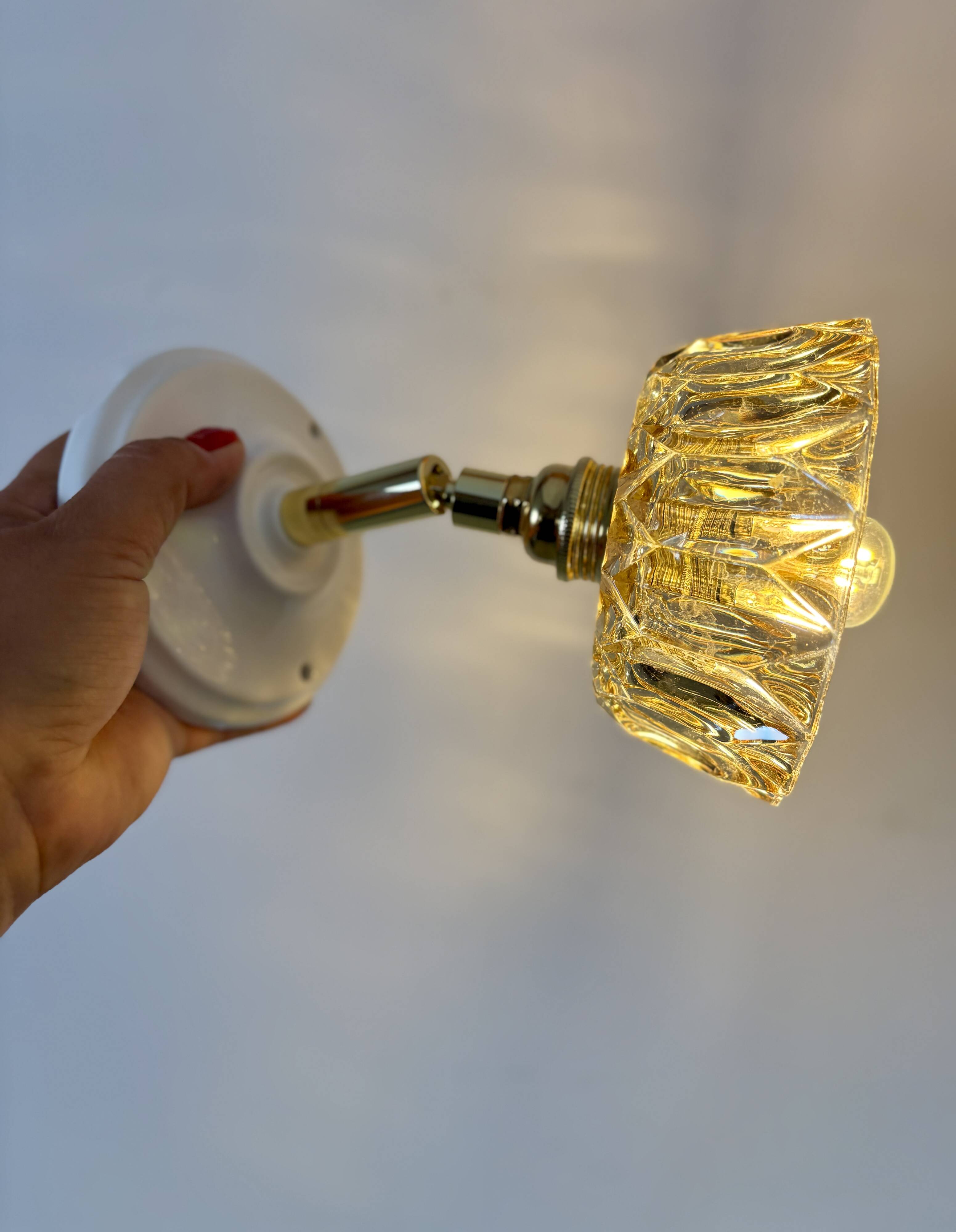 Vintage amber glass lampshade - tableware collection