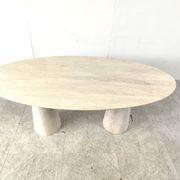 Vintage oval travertine dining table, 1970s