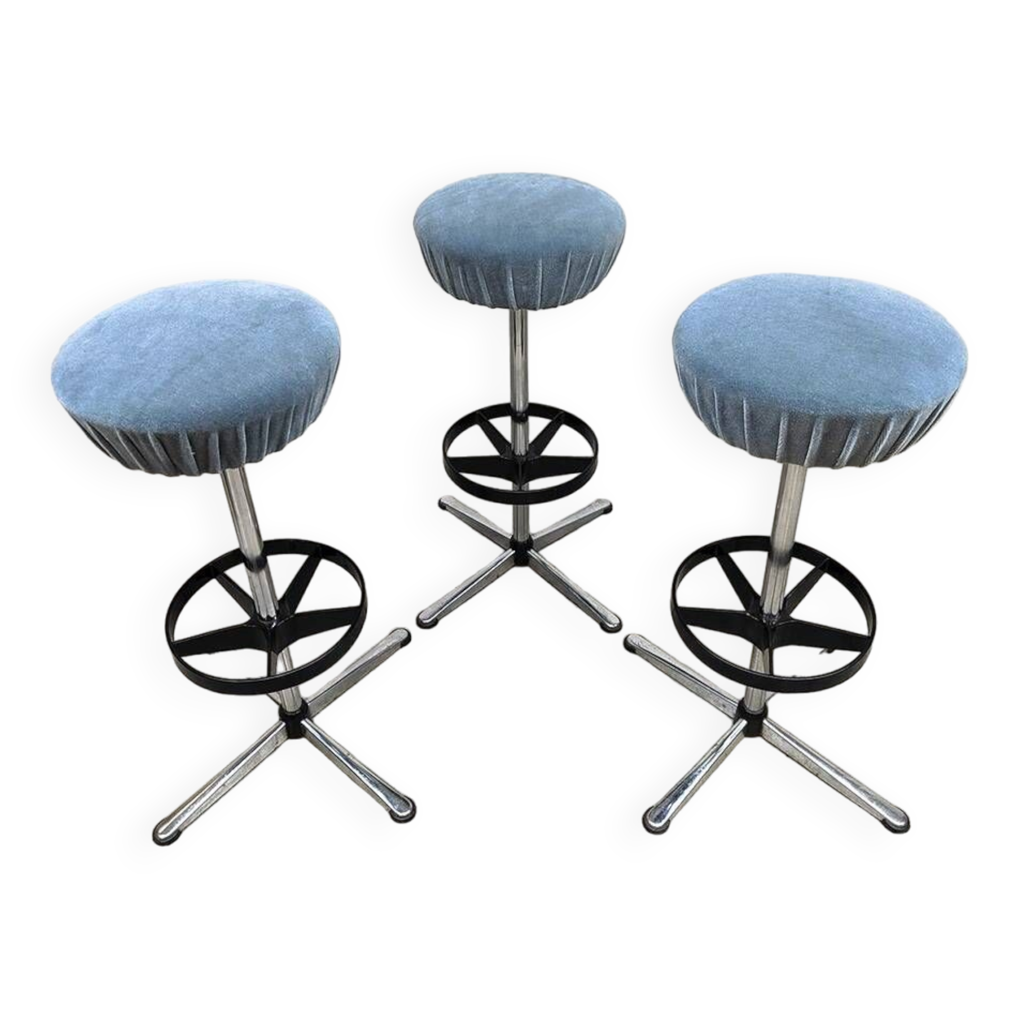 Tabourets de bar industriels vintage Bleu glacier 'Minimalisme'