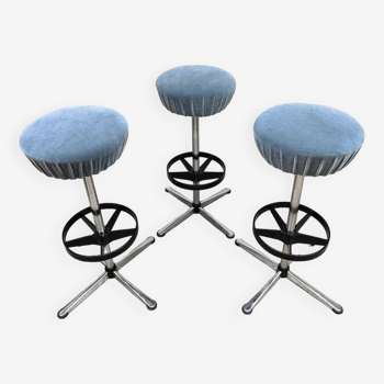 Tabourets de bar industriels vintage Bleu glacier 'Minimalisme'