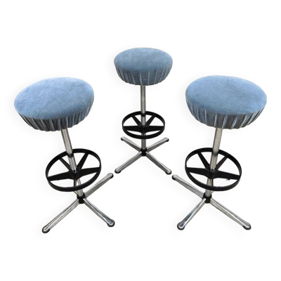 Tabourets de bar industriels vintage Bleu glacier 'Minimalisme'