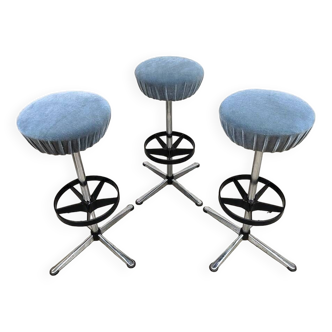 Tabourets de bar industriels vintage Bleu glacier 'Minimalisme'