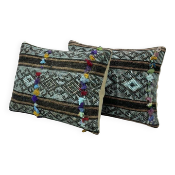 Set of 2 vintage kilim cushion covers 41x61 cm