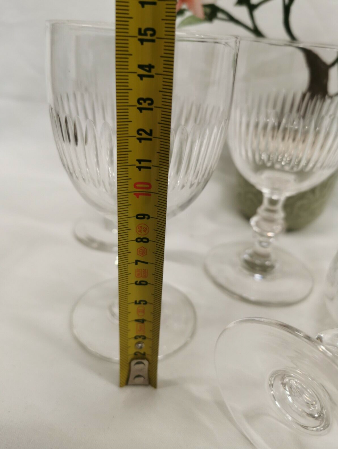 Lot 5 old crystal wine glasses