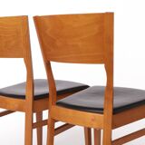 Set of 4 Italian Chairs by DAL1923, 1980s, Elm Wood, Black Faux Leather