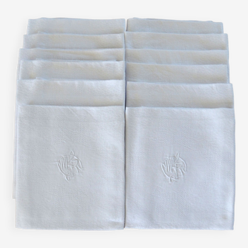 Set de 12 serviettes de table brodées main