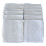 Set de 12 serviettes de table brodées main