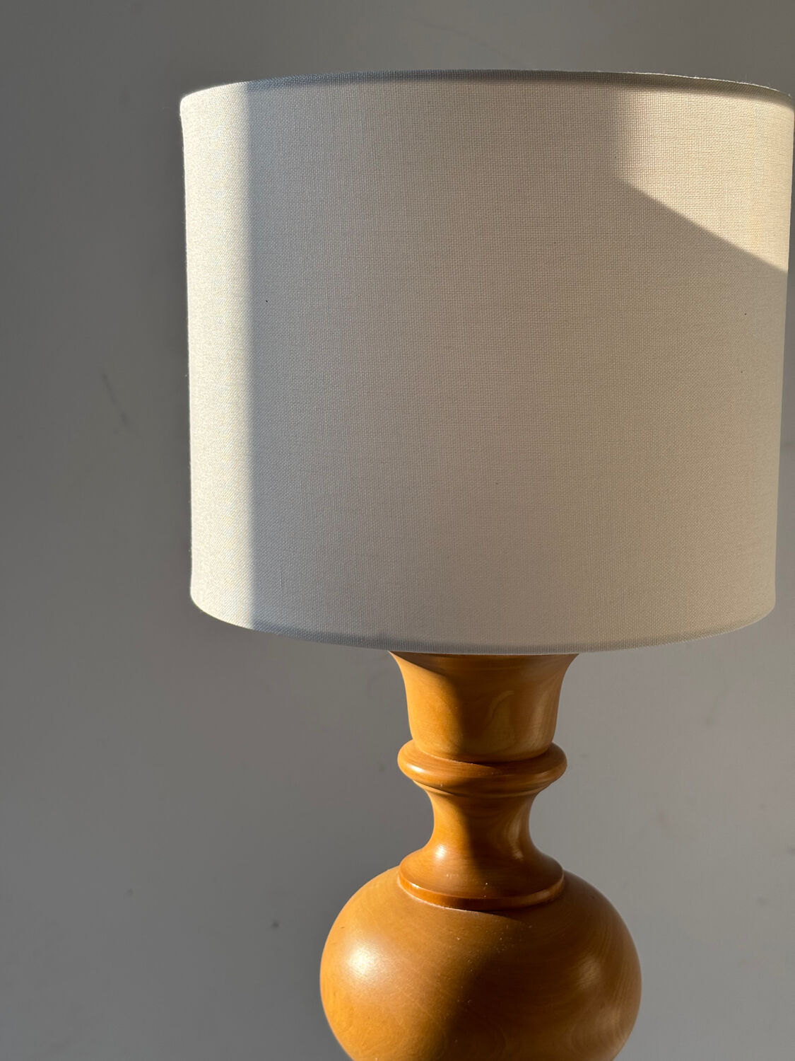Turned wooden table lamp