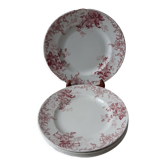 Lot de 5 assiettes plates Terre de Fer St Amand modèle "Campanule" mi XIXème