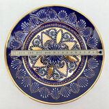 2 enamelled earthenware plates signed HB Quimper • Embroidery or beaded decoration by Pierre Poquet in relief