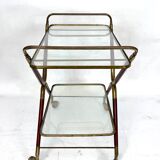 Mid-century brass and wood bar cart, Italy 1950s
