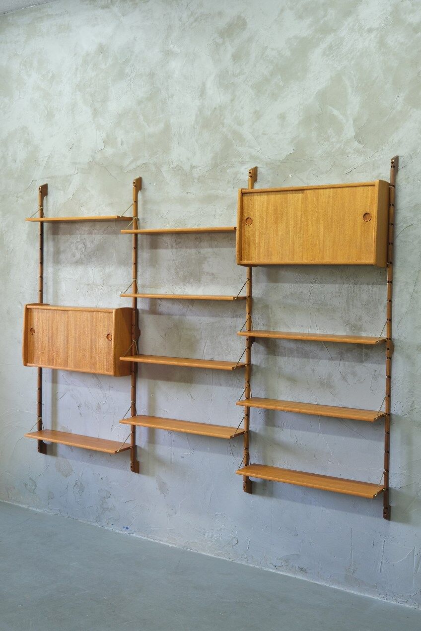 Mid-century modular teak wall unit by john texmon for blindheim mobelfabrik, norway, 1960s