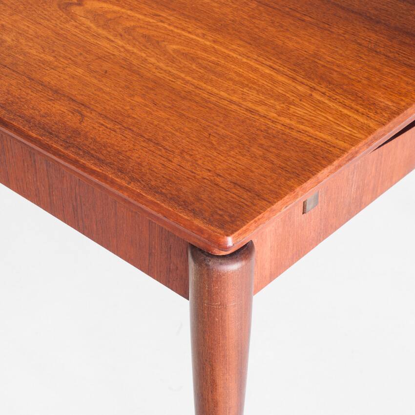 Scandinavian style teak table with two extensions. Vintage. France, 1960s