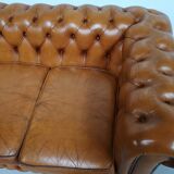 Light brown leather chesterfield sofa