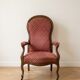 Voltaire armchair Louis Philippe in walnut and red fabric