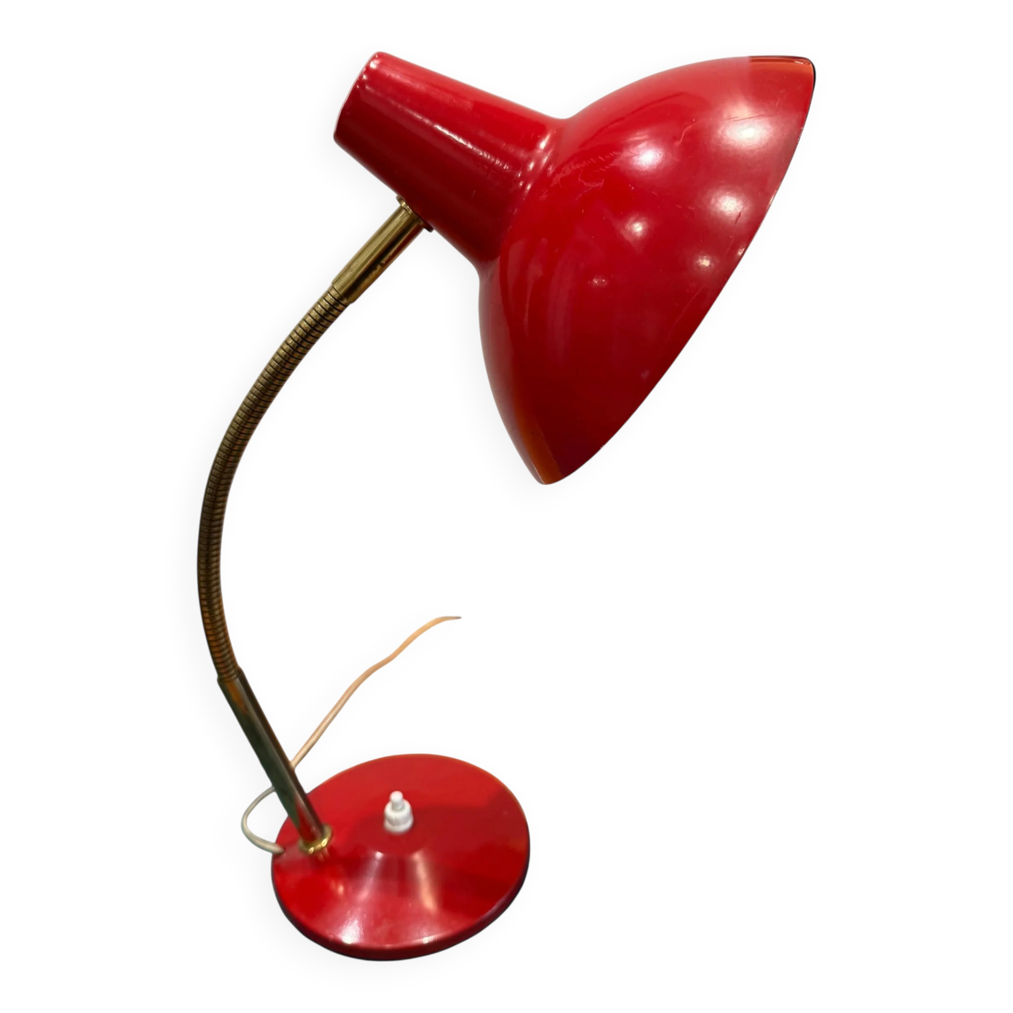 Vintage Aluminor red desk lamp – 1970s design