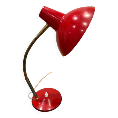 Lampe de bureau vintage Aluminor rouge – Design années 70
