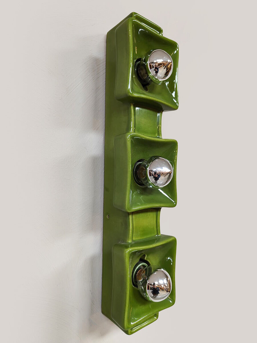 Vintage design green wall lamp Pan Keramik 1970