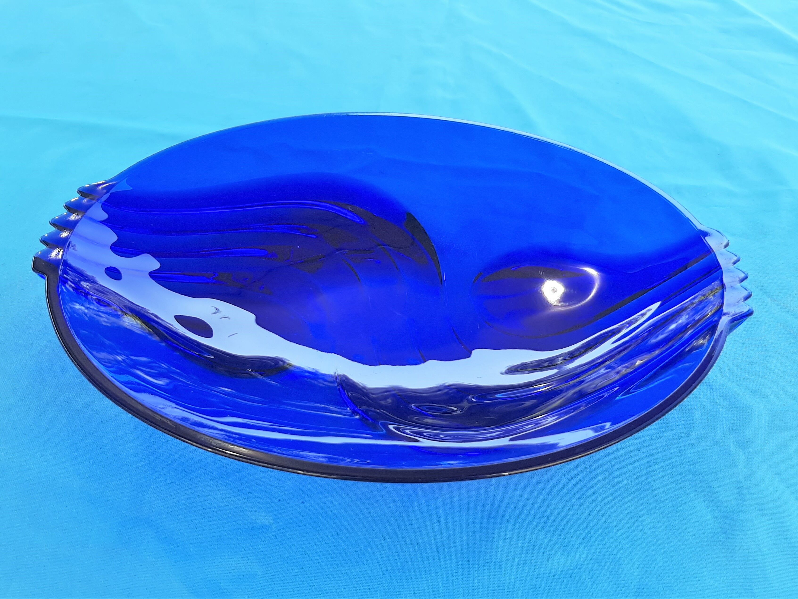 Blue glass dish