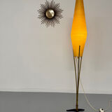 Ancien lampadaire amphore laiton et fibre design des années 60 vintage