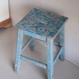 Blue patinated farm stool